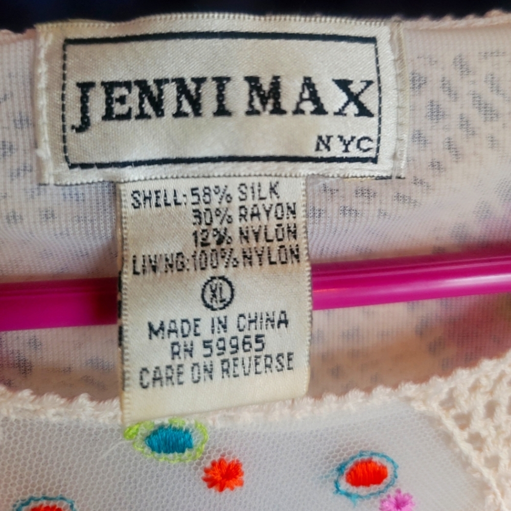Jenni Max cream color crochet blouse.